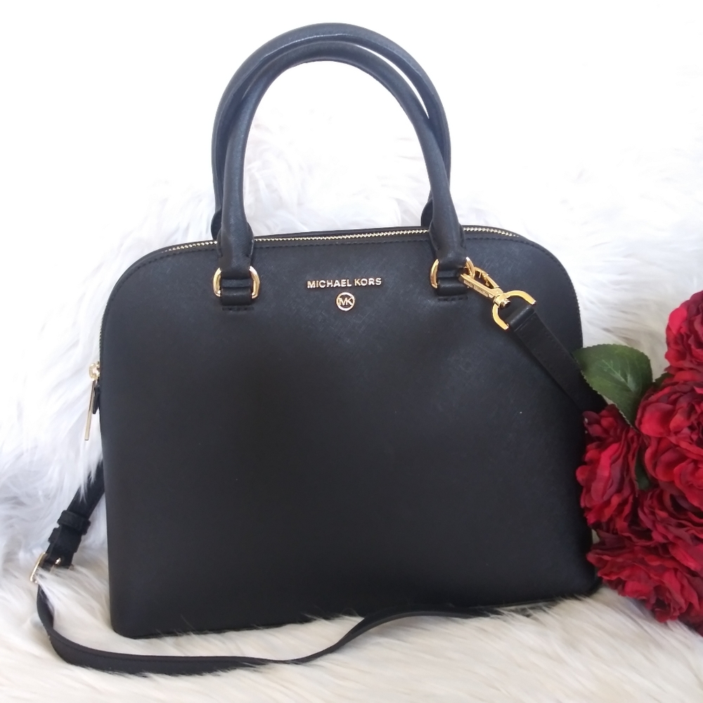NWT MICHAEL KORS LEATHER CINDY LG DOME SATCHEL